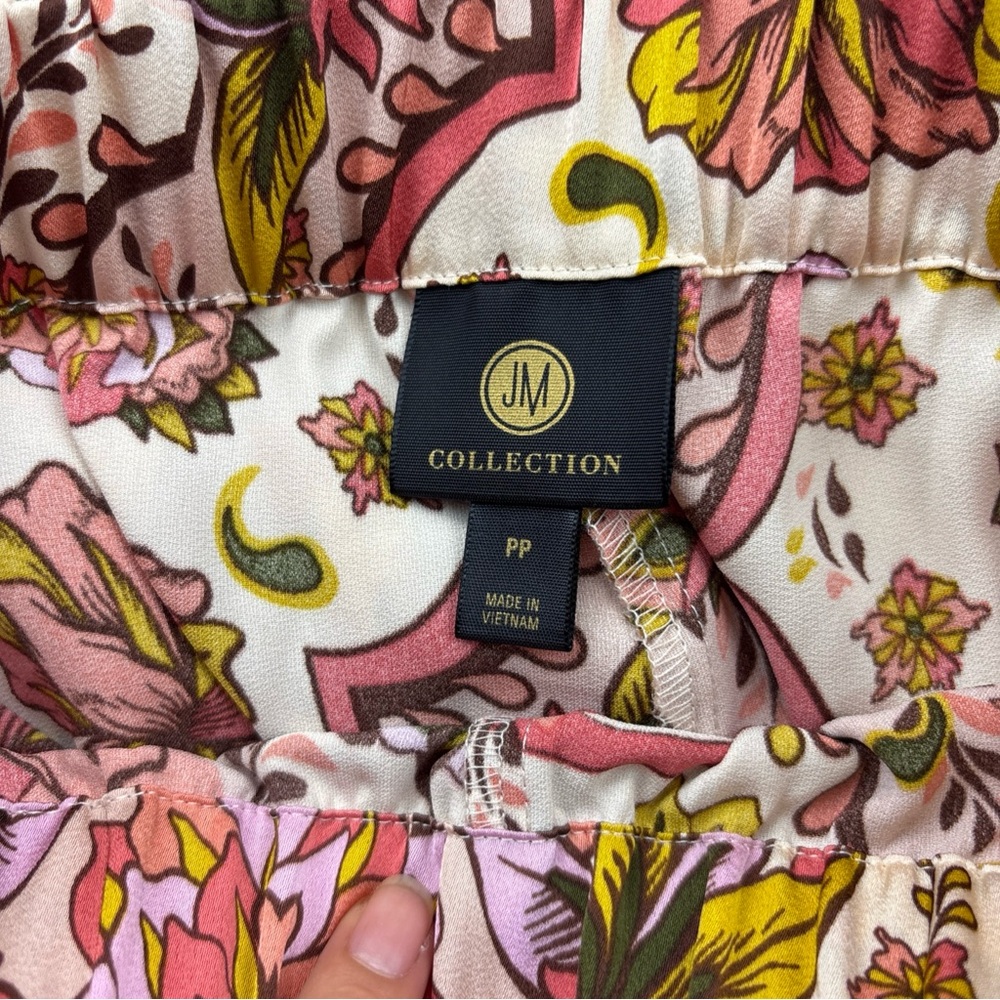 Jm Collection Petite Medallion Melody Satin Pants Size PP - Picture 4 of 11
